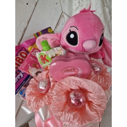 Słodki Flower Box Maskotka Różowa Stich Prezent Komunia